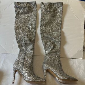 New York & Co. Emmy Sequin Glitter Over The Knee Boots Size 8M